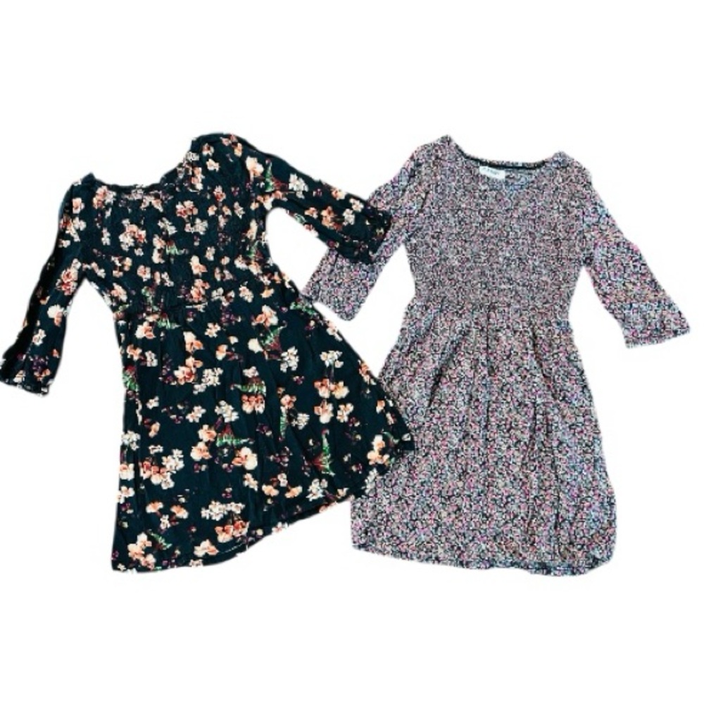 Girls Old Navy Dresses 2 piece set - Size M 8 Floral Black Pink Green -Spring